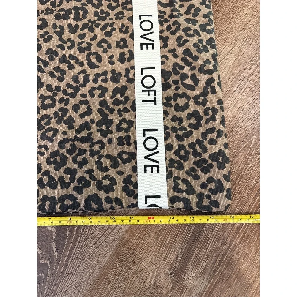 LOFT Leopard Print Tote Bag Love Logo Straps Canvas Shopper Travel Purse